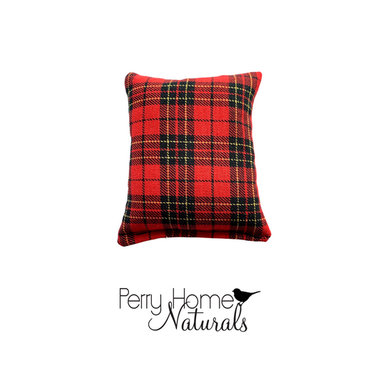 Maine Balsam Fir Pillow - Red Holiday Plaid