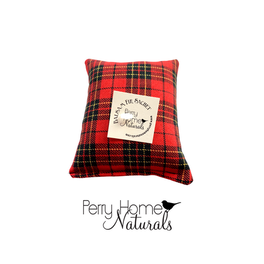 Maine Balsam Fir Pillow - Red Holiday Plaid