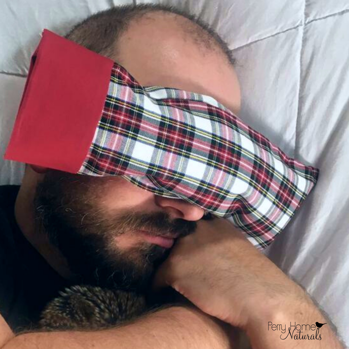 Aromatherapy Eye Pillow with Choice of Blend - Organic Green Plaid with Grey Trim