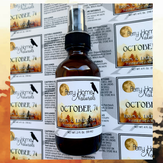 October 74 Room & Linen Spray โ Handmade Fall Aromatherapy Blend (Patchouli, Sandalwood, Cedarwood & Clove)