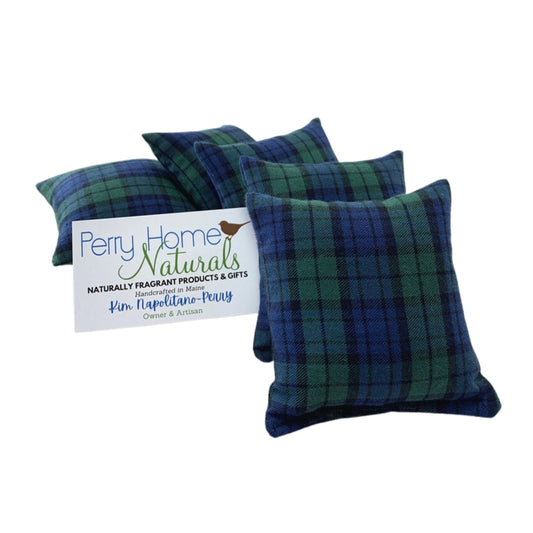 Maine Balsam Fir Sachets in Hunter Navy Plaid - Set of Five Small Sachets