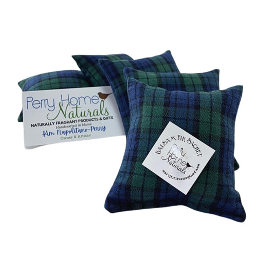 Maine Balsam Fir Sachets in Hunter Navy Plaid - Set of Five Small Sachets