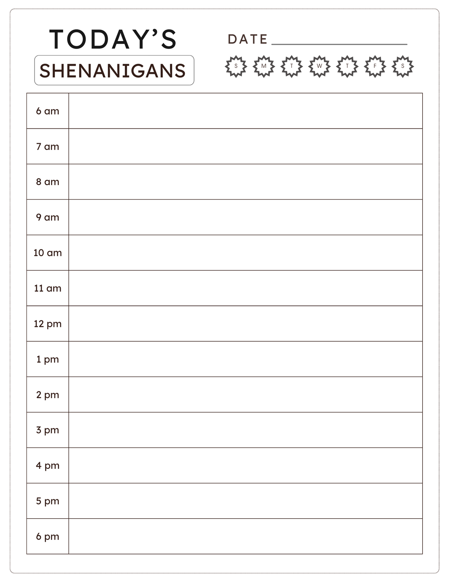 To-Do List - FREE Today's Shenanigans (Digital Downloadable PDF)