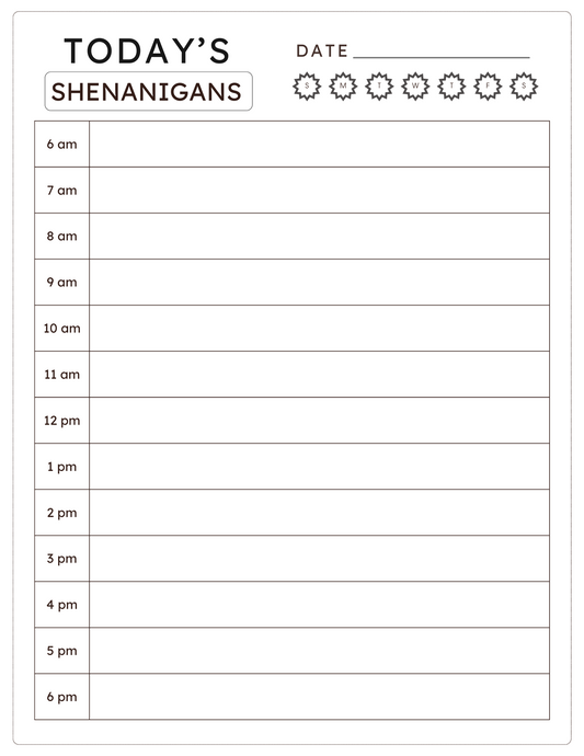 To-Do List - FREE Today's Shenanigans (Digital Downloadable PDF)