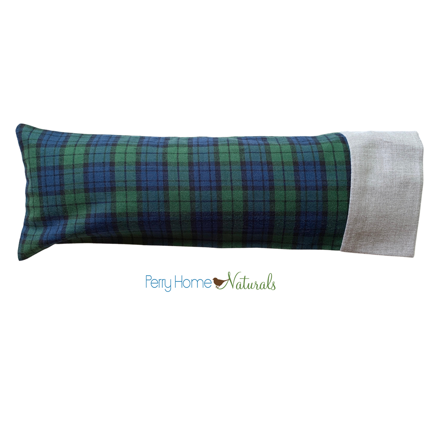 Aromatherapy Eye Pillow with Choice of Blend - Organic Green Plaid with Grey Trim