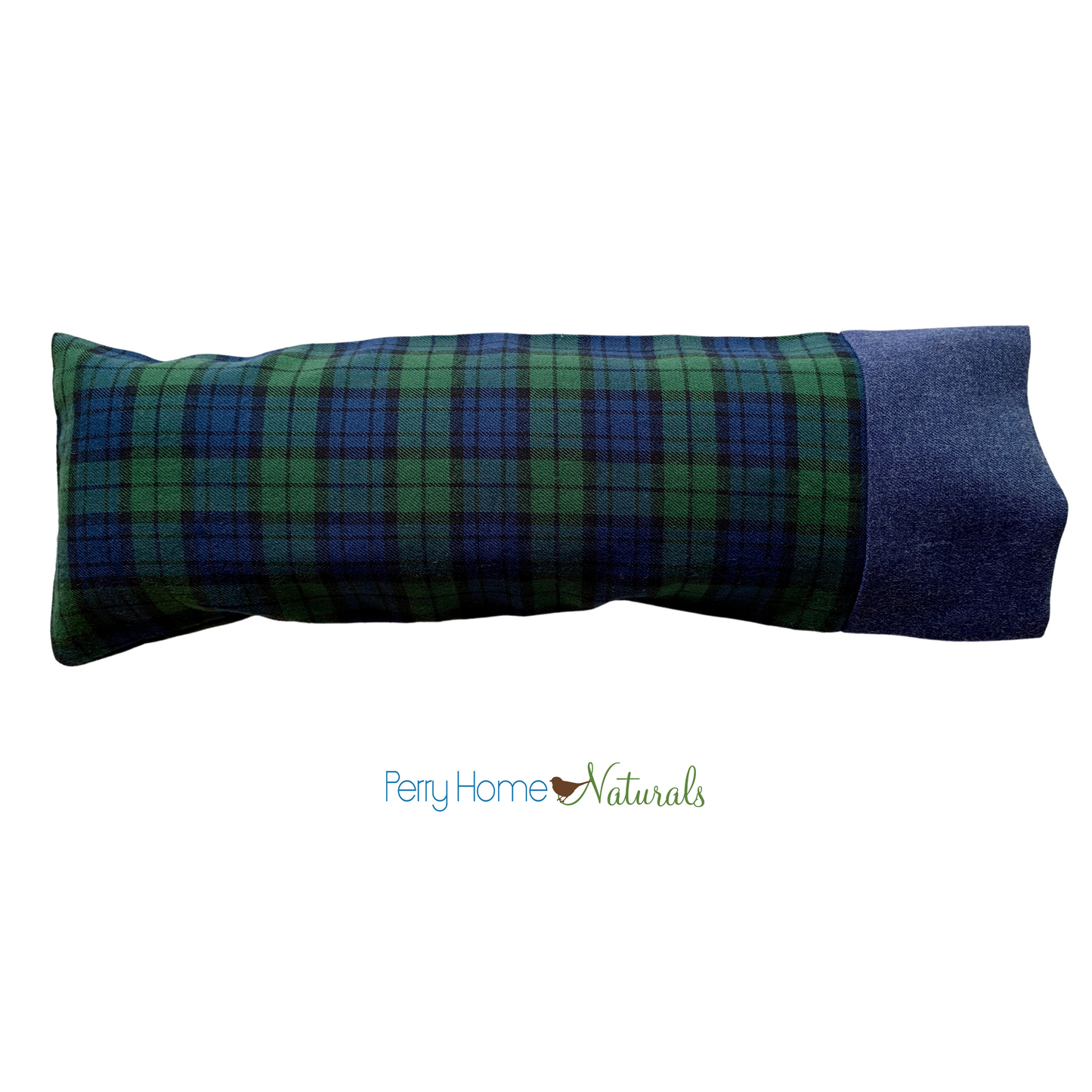 Aromatherapy Eye Pillow with Choice of Blend - Organic Green Plaid with Navy Trim
