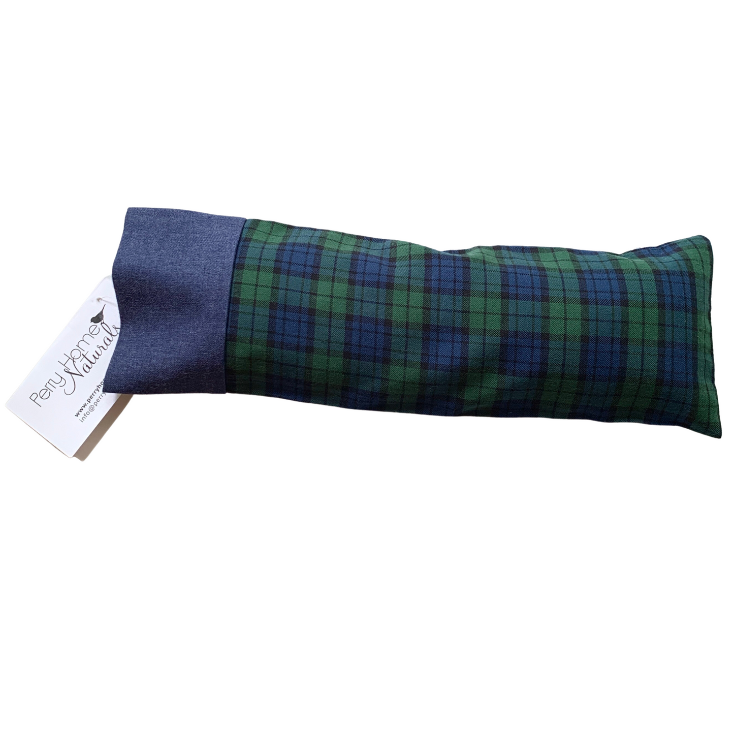 Aromatherapy Eye Pillow with Choice of Blend - Organic Green Plaid with Navy Trim