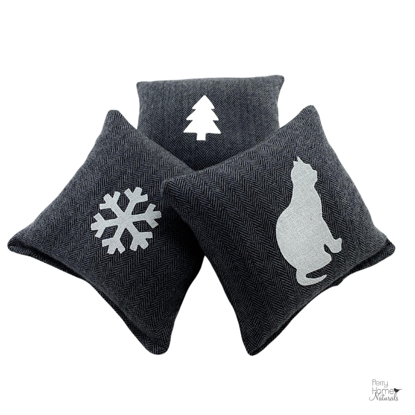 Specialty Sachets in Grey Herringbone Flannel- Choice of Design & Scent