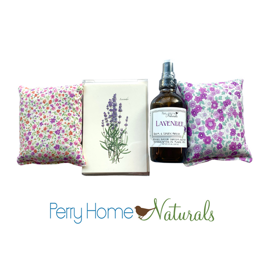 Lavender Flowers Gift Set - Sachets, Room Spray, and Notecards