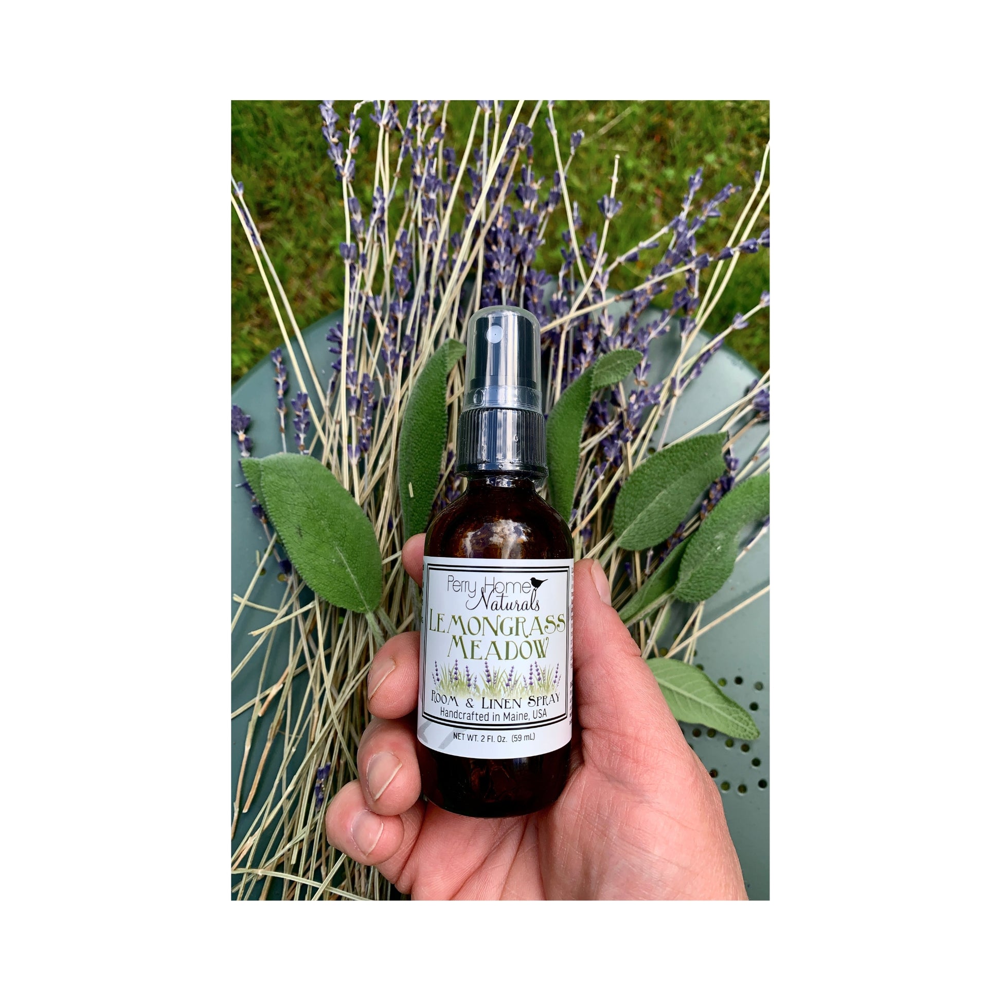 Lemongrass Meadow room and linen spray by Perry Home Naturals – organic lemongrass, lavender, and sage essential oils