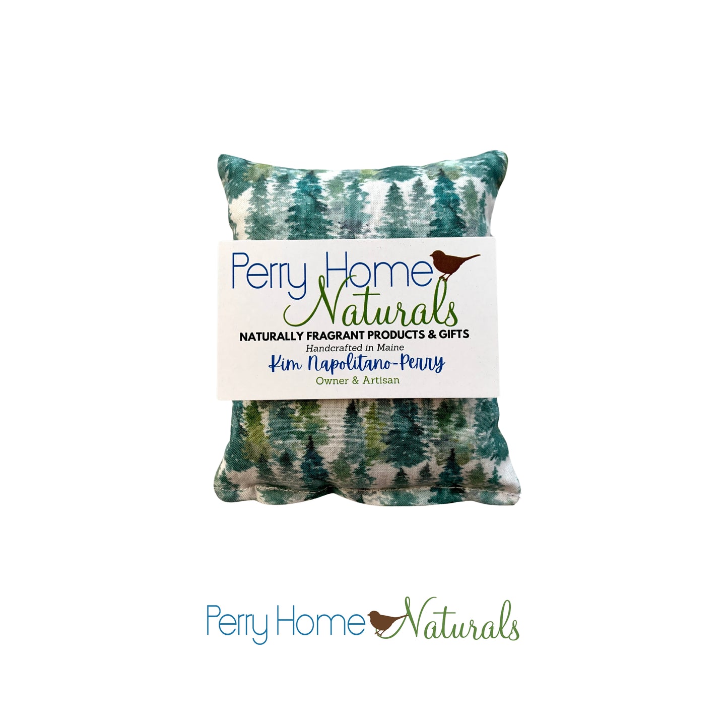 Maine Balsam Fir Pillow - Watercolor Woods Design - Choice of Size