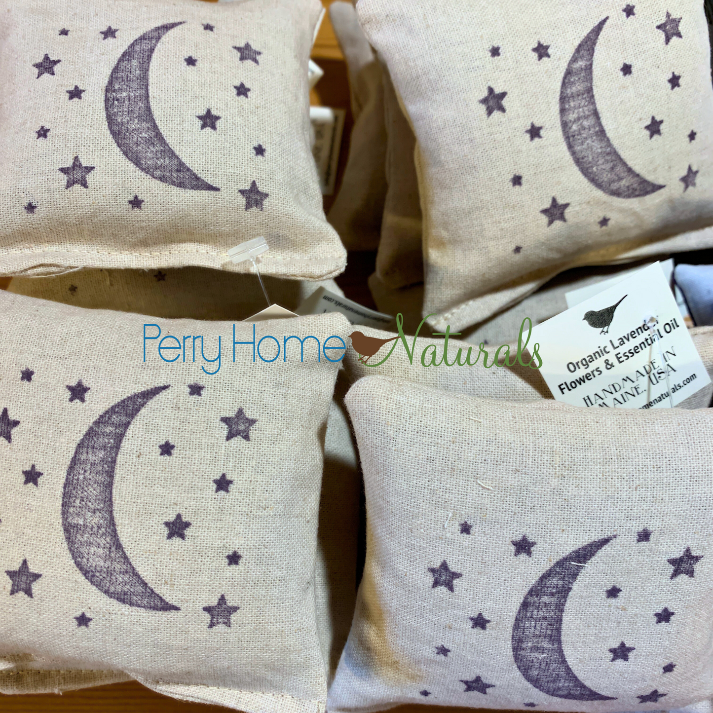 Moon & Star Sachet – Hand-Stamped Design with Maine Balsam Fir or Organic Lavender