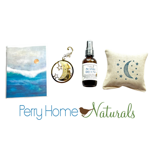 Moon + Stars Gift Bundle - Ornament, Printed Art Card, Sachet & Room Spray