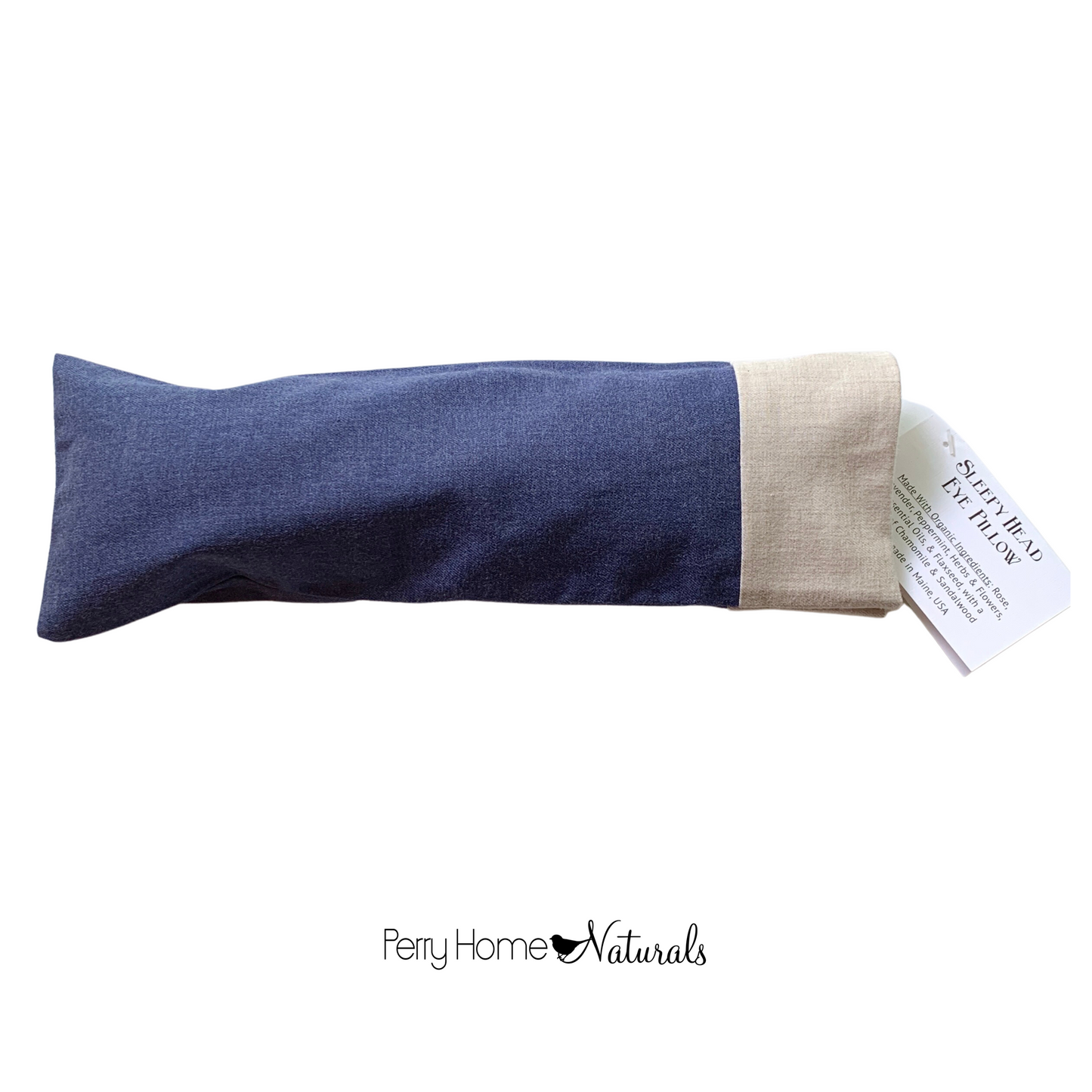 Aromatherapy Eye Pillow with Choice of Blend - Lisbon Brushed Cotton Navy with Oatmeal Trim