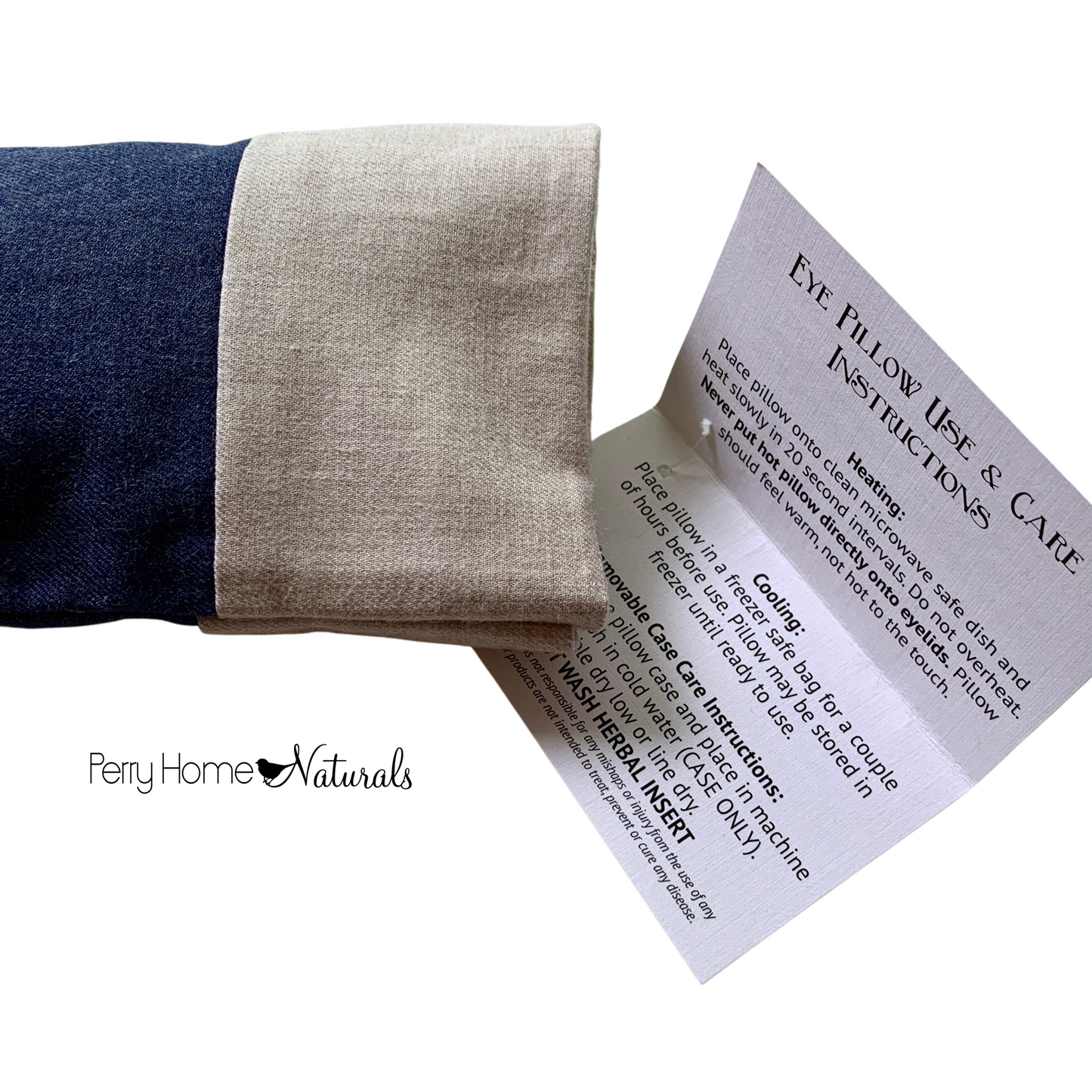 Aromatherapy Eye Pillow with Choice of Blend - Lisbon Brushed Cotton Navy with Oatmeal Trim