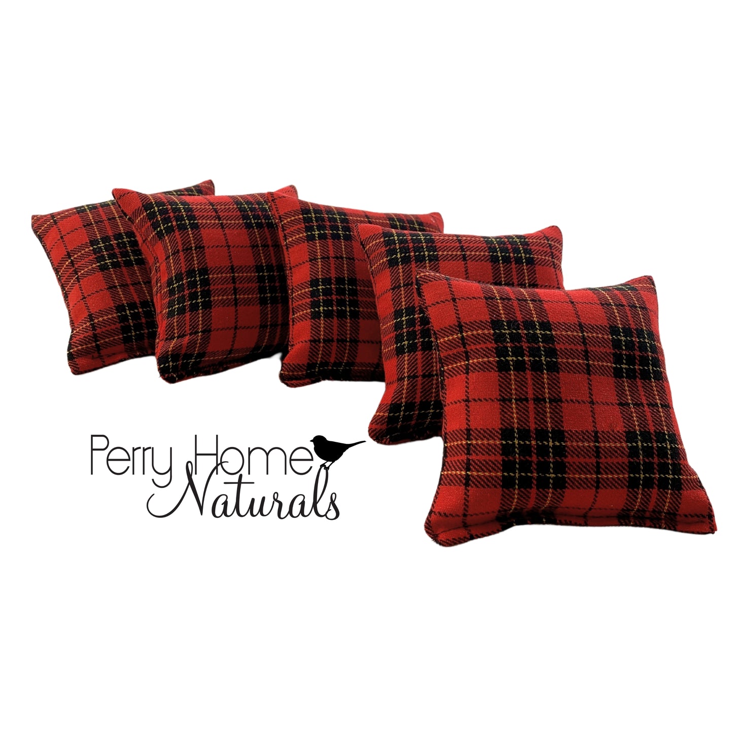 Maine Balsam Sachets in Red Holiday Plaid Twill - Set of Five