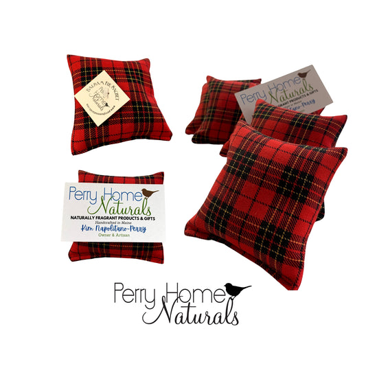 Maine Balsam Sachets in Red Holiday Plaid Twill - Set of Five