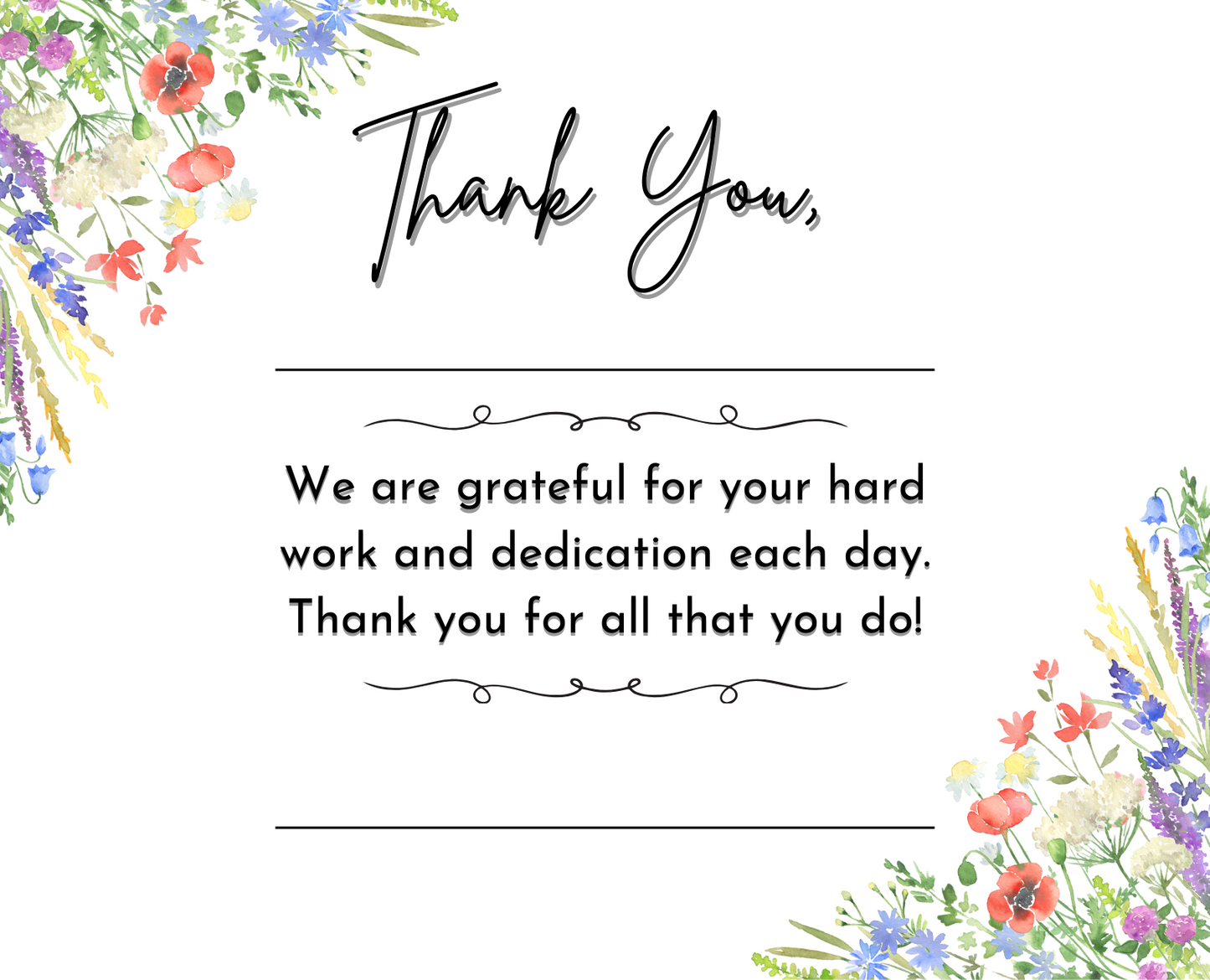 Teacher Appreciation Thank You Cards - FREE Digital Downloadable PDF