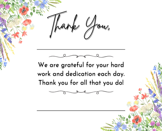 Teacher Appreciation Thank You Cards - FREE Digital Downloadable PDF