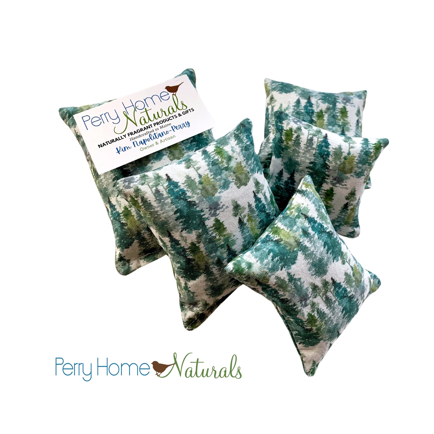 Maine Balsam Fir Pillow - Watercolor Woods Design - Choice of Size