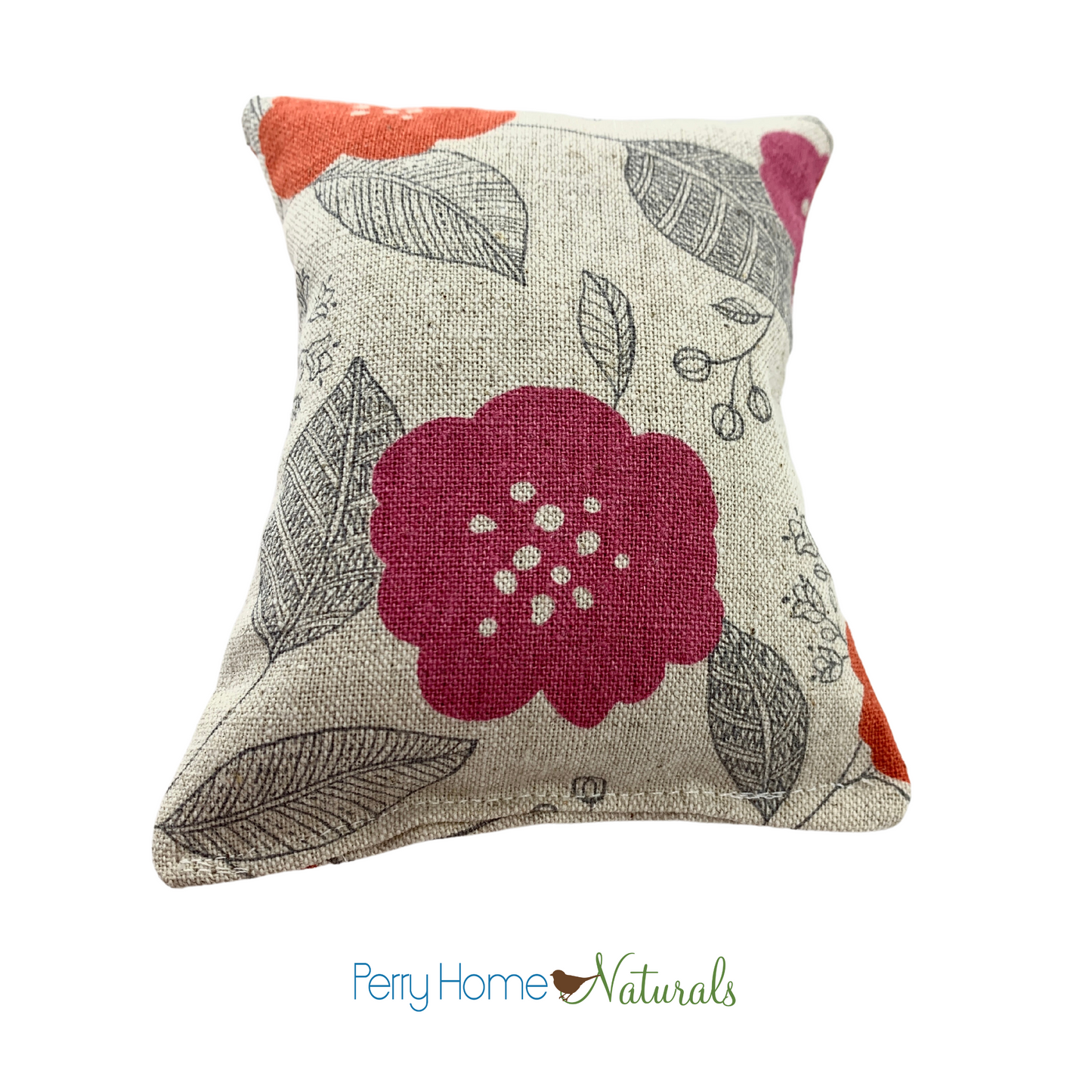 Organic Lavender Sachet - Pink & Red Cotton + Flax Flower Design