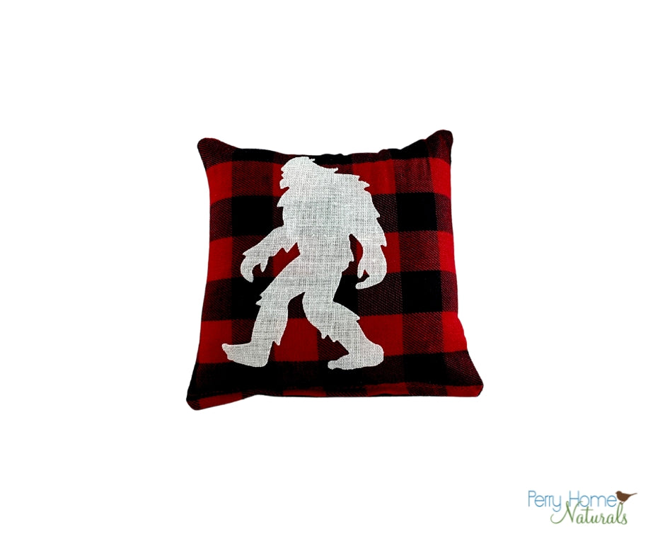 Yeti on Red and Black Check - Maine Balsam Fir Pillow - Medium