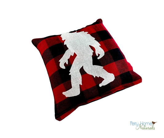 Yeti on Red and Black Check - Maine Balsam Fir Pillow - Medium