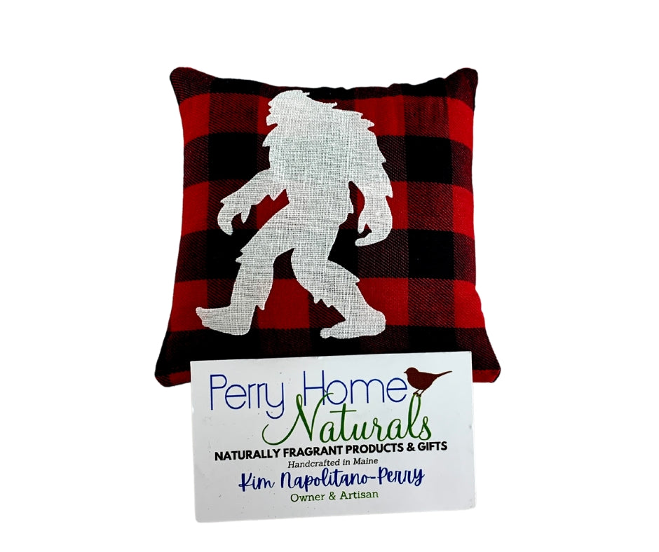 Yeti on Red and Black Check - Maine Balsam Fir Pillow - Medium