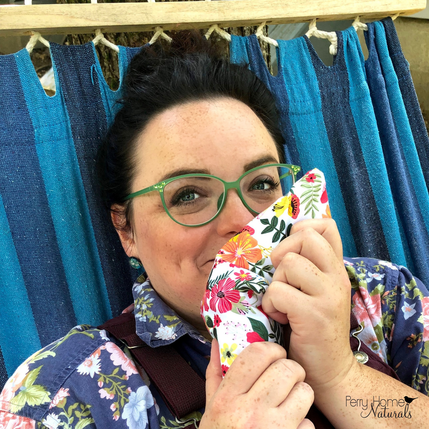 Eye Pillow - Blue Watercolor Flowers Design - Choice of Blend