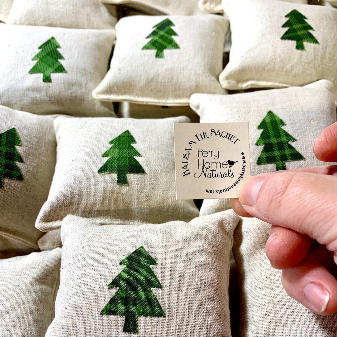 Tiny Tree Maine Balsam Sachet - Choice of Applique Color and Size