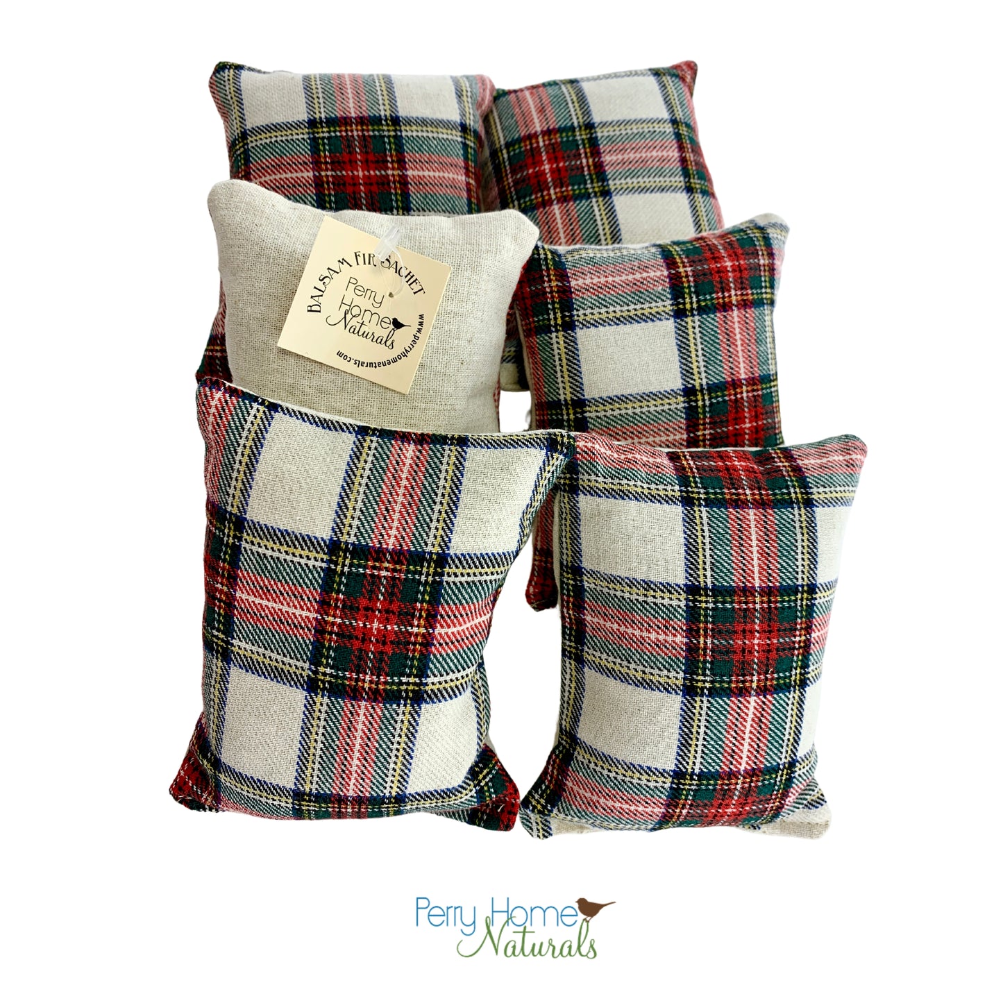 Maine Balsam Fir Pillow in Holiday Plaid - Half Dozen