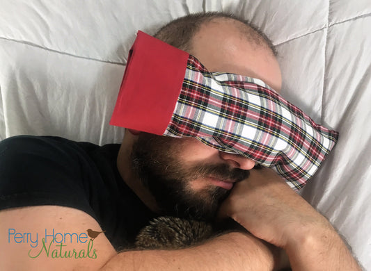 Eye Pillow with Removable Case and Choice of Organic Blend - Holiday Plaid