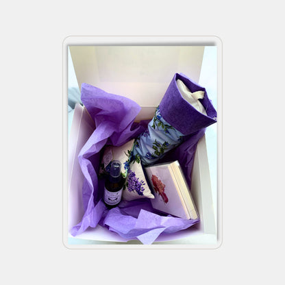 Lavender + Rose-Themed Gift Box – Eye Pillow, Lavender Sachets, Notecards & Room Spray