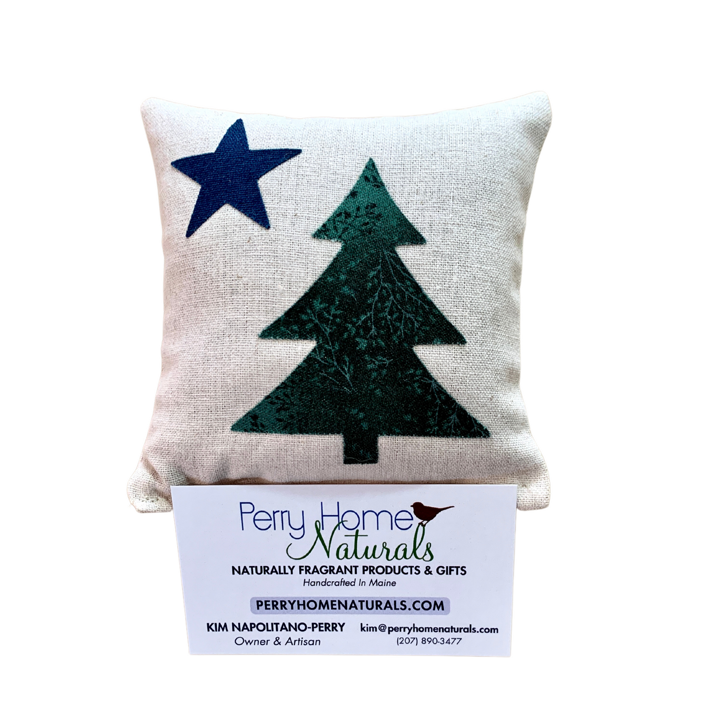Maine Balsam Fir Pillow with Pine Tree and Star