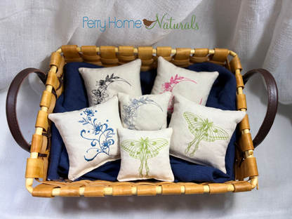 Moon Flower Embroidered Linen Sachet