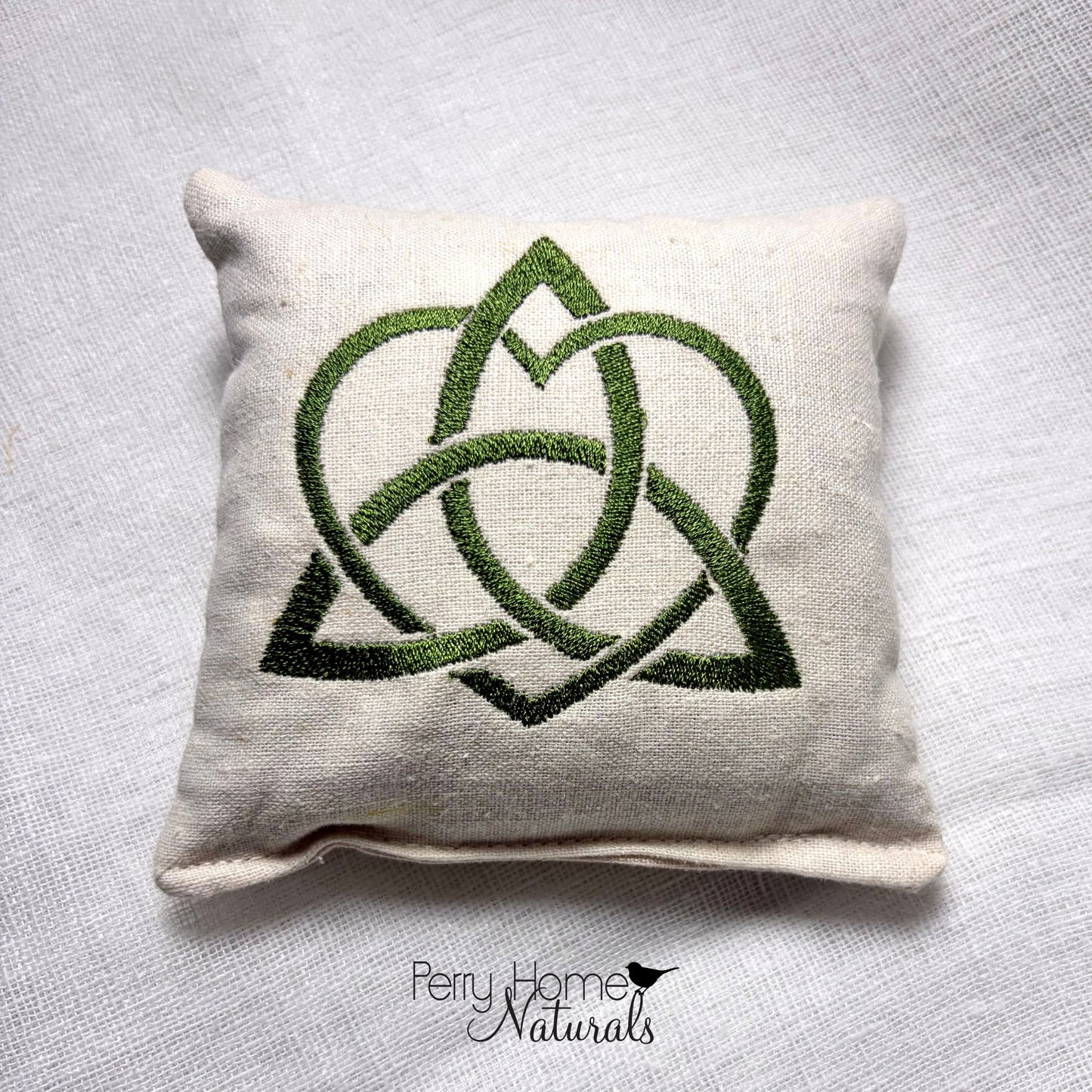Celtic Heart Knot Embroidered Linen Sachet