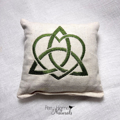 Celtic Heart Knot Embroidered Linen Sachet