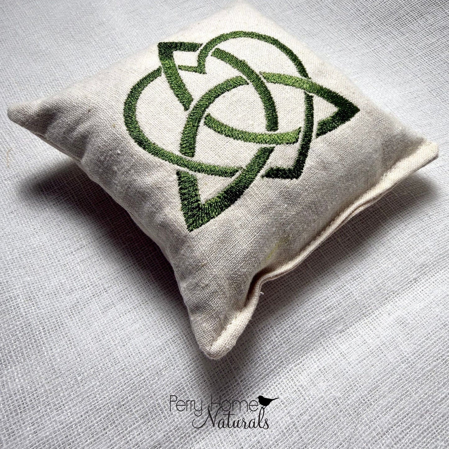 Celtic Heart Knot Embroidered Linen Sachet