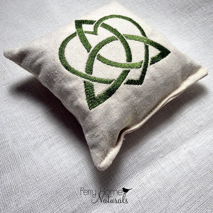 Celtic Heart Knot Embroidered Linen Sachet