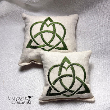 Celtic Heart Knot Embroidered Linen Sachet