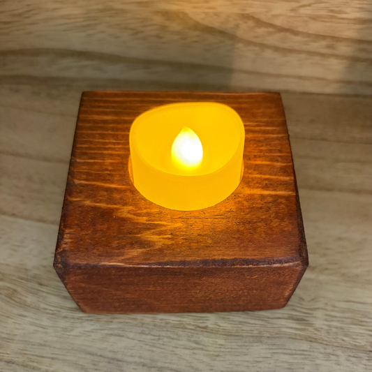Handcrafted Wooden LED Tea Light Holder