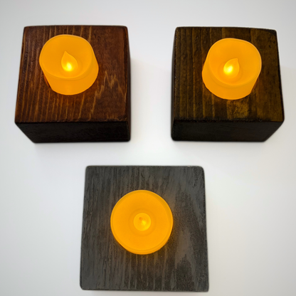Handcrafted Wooden LED Tea Light Holder