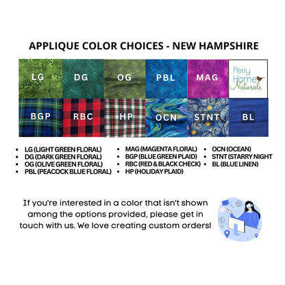New Hampshire Sachet - Choice of Scent and Applique Color