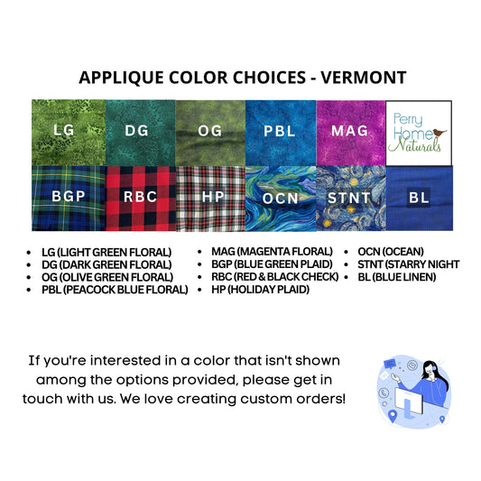 State of Vermont Sachet - Choice of Scent and Applique Color
