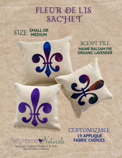 Fleur de Lis Sachet – Handmade in Maine | Balsam Fir or Organic Lavender Fill