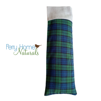 Aromatherapy Eye Pillow with Choice of Blend - Organic Green Plaid with Grey Trim