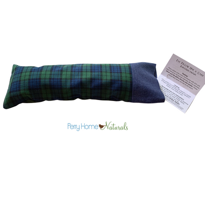 Aromatherapy Eye Pillow with Choice of Blend - Organic Green Plaid with Oatmeal Trim