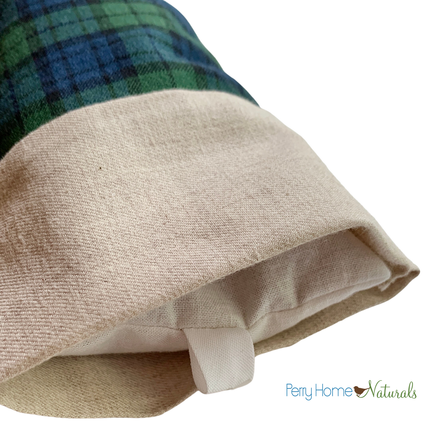 Aromatherapy Eye Pillow with Choice of Blend - Organic Green Plaid with Oatmeal Trim