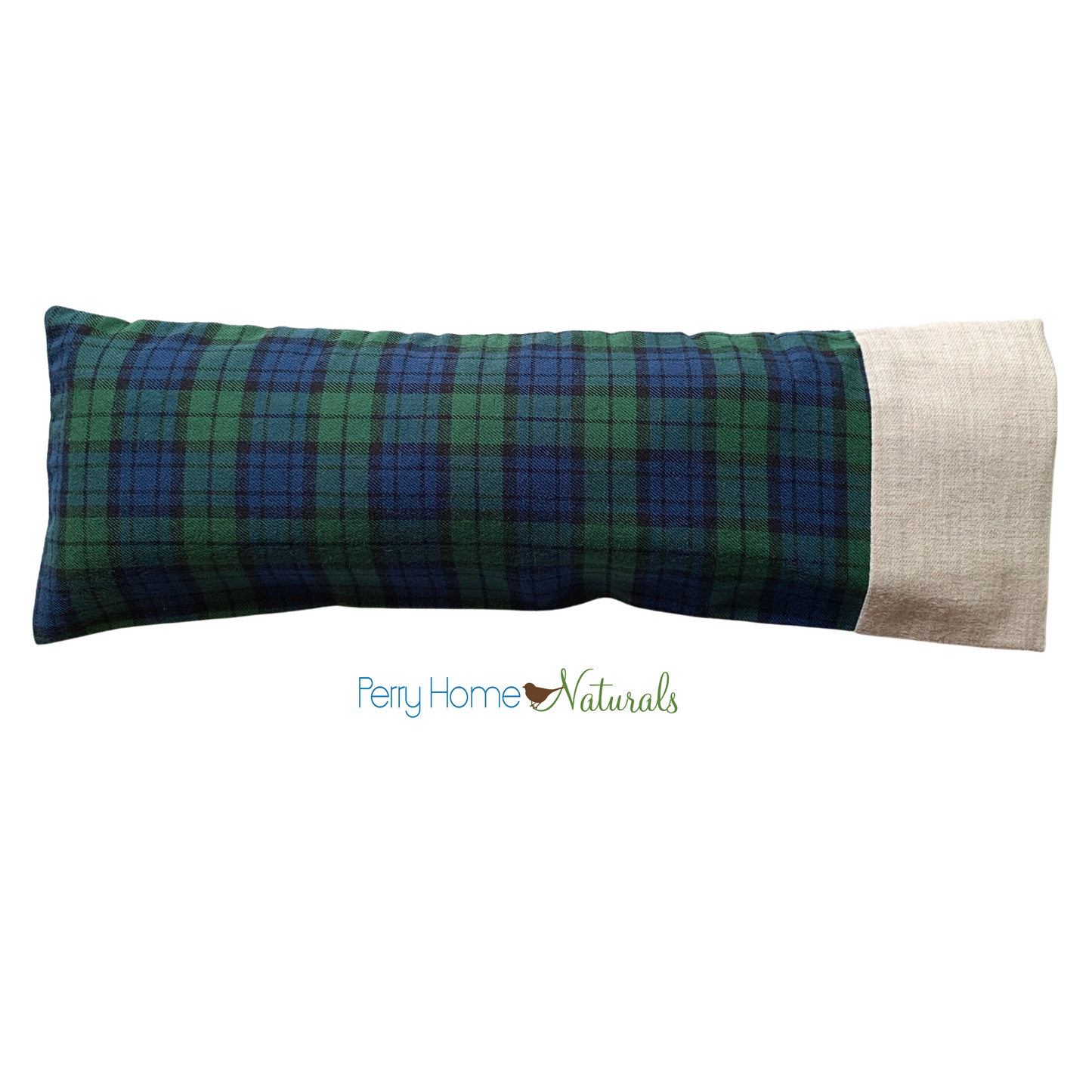 Aromatherapy Eye Pillow with Choice of Blend - Organic Green Plaid with Oatmeal Trim