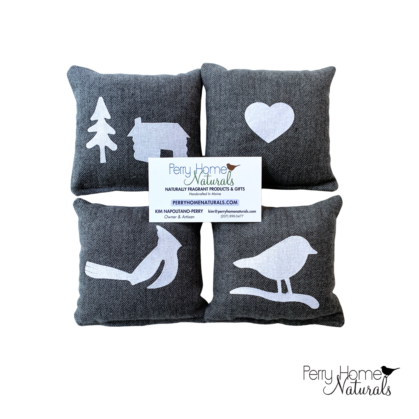 Organic Lavender Sachet Gift Set - Home Tweet Home - Grey Herringbone Flannel